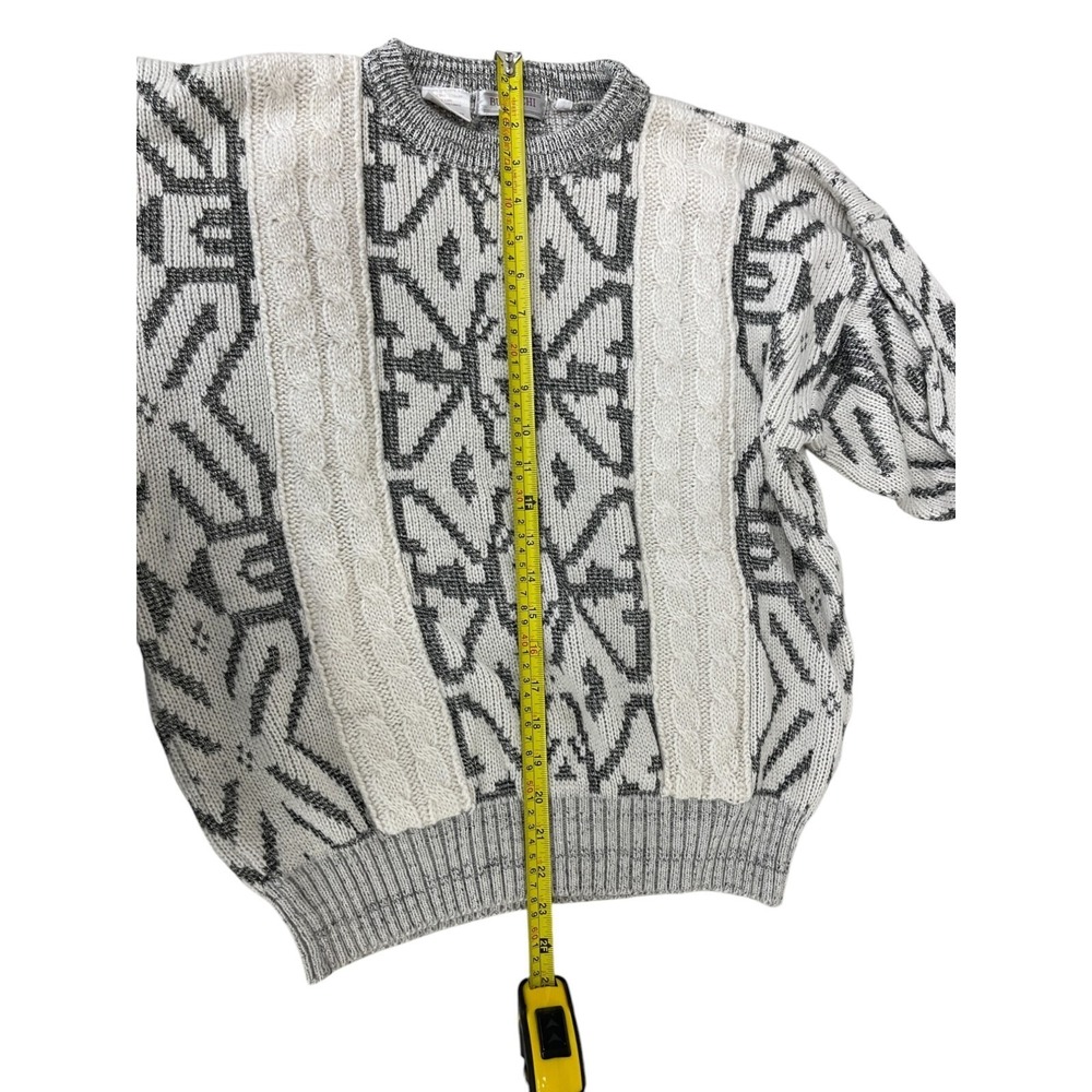 Bugatchi Vtg Patterned Knit Sweater Pullover Gray… - image 6
